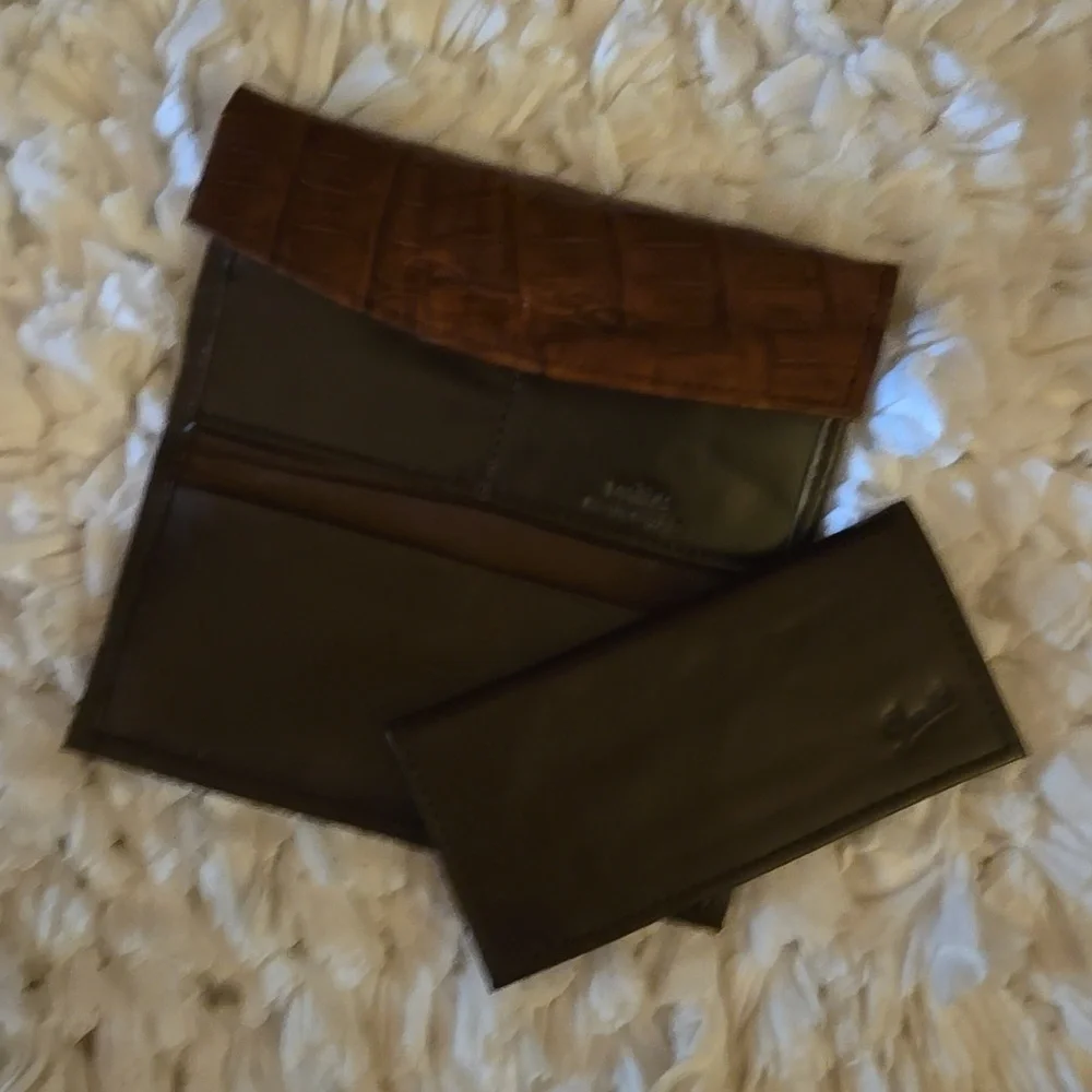 Danilos Of Honduras Brown Leather Green Cream Tan Tapestry Wallet New No Tags